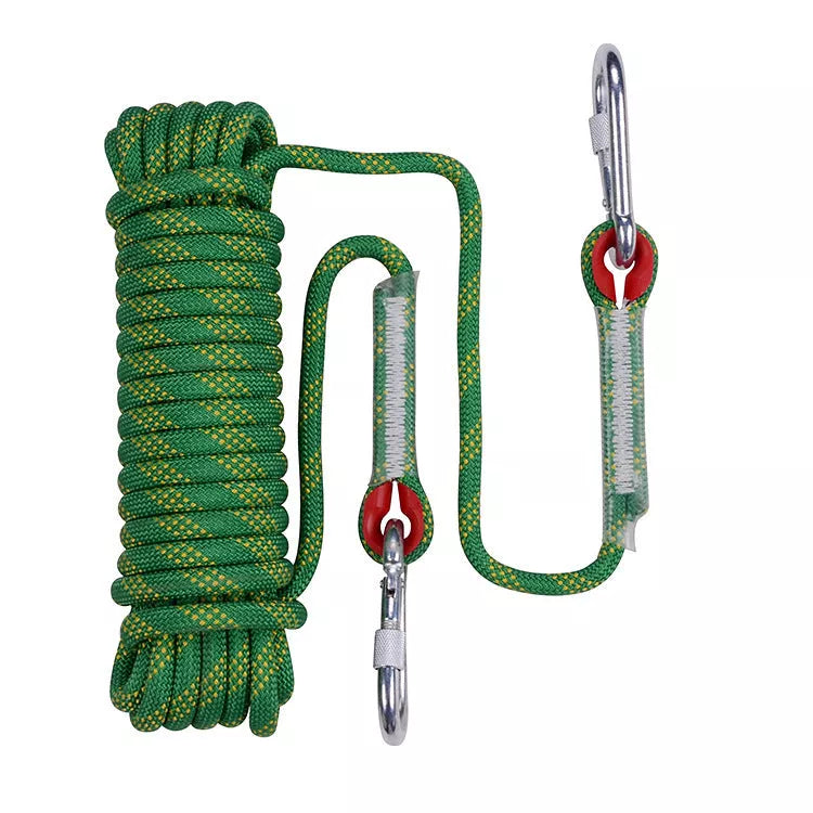 10M outdoor climbing rope with high-strength silk core, available in multiple colors