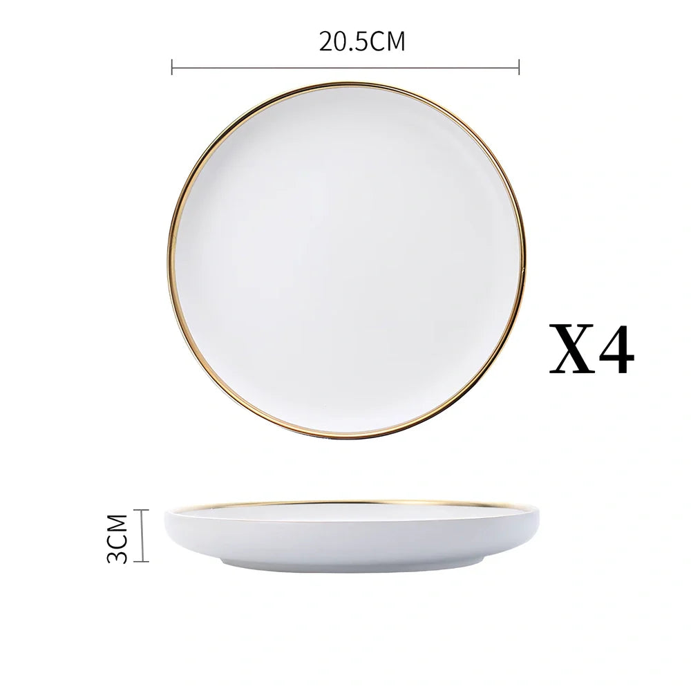 White bone china dinnerware set with 45% bone meal, 7 pieces from 3.5-inch to 10-inch plates