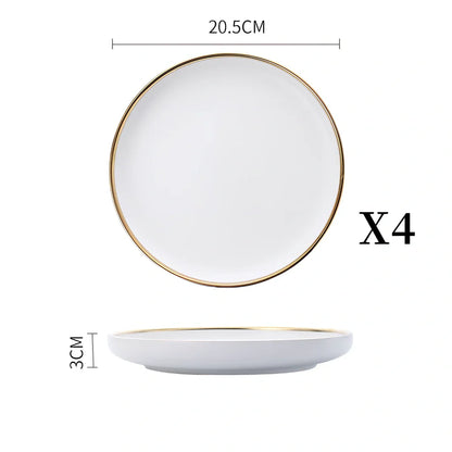 White bone china dinnerware set with 45% bone meal, 7 pieces from 3.5-inch to 10-inch plates