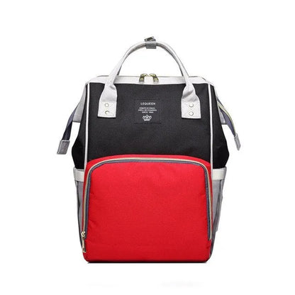 Oxford maternity nappy bag with 16-20L capacity, anti-theft design, bottle area, and multiple colour options