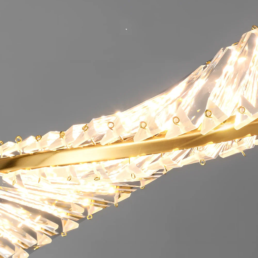 Italian crystal chandelier with LED lighting in three diameter sizes and adjustable height for dining tables