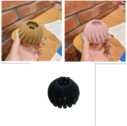 Velvet Bird's Nest Hair Ring Hairpin in various colors for stylish high ponytails