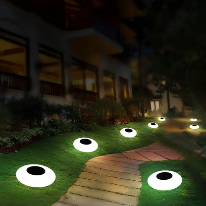 White solar lawn light with UFO design for garden illumination, 300mm diameter with remote control
