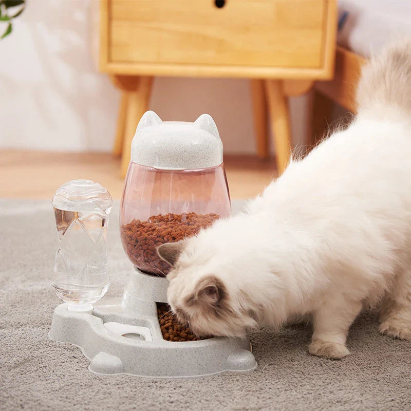 Automatic 2-in-1 Pet Feeder and Waterer with Gravity-Powered Design, Removable Lid, and Durable Non-Slip Base