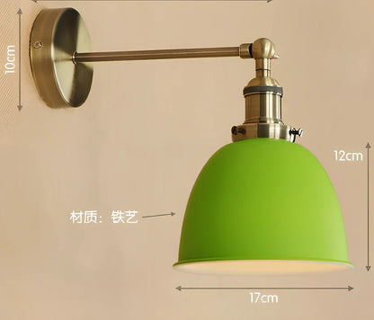 Bedroom light with adjustable iron shade in multiple colour options
