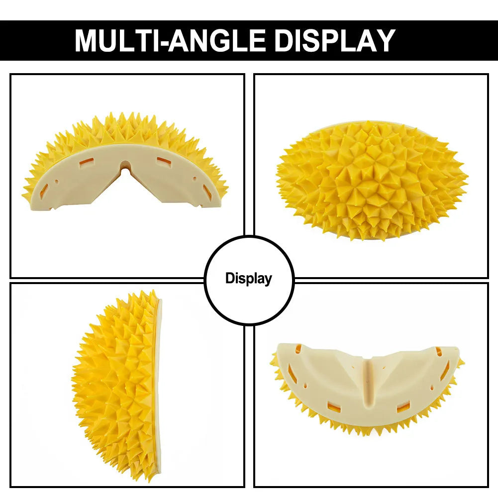 Durian shape wall cat brush and self groomer in green or yellow, 130g, with rotating catnip ball
