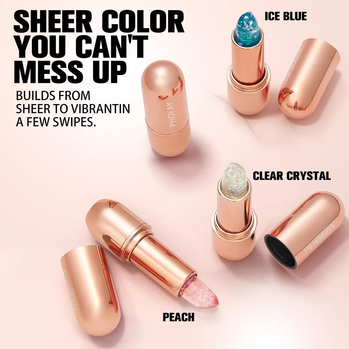 PHOFAY Moisturizing Jelly Warm Lipstick with temperature-activated color change