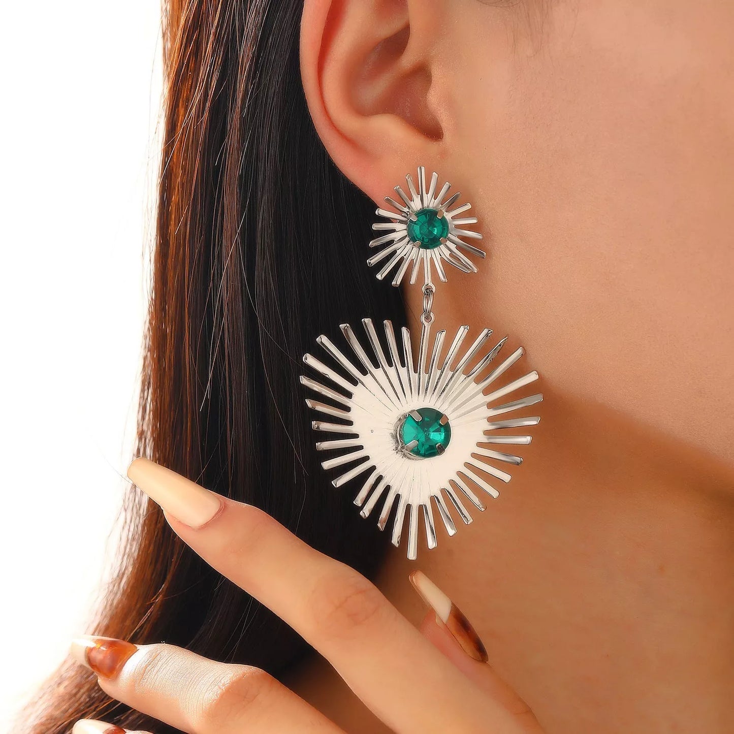 Bohemian Sunflower Heart-shaped Rhinestone Earrings for Women - Valentine's Day Gift