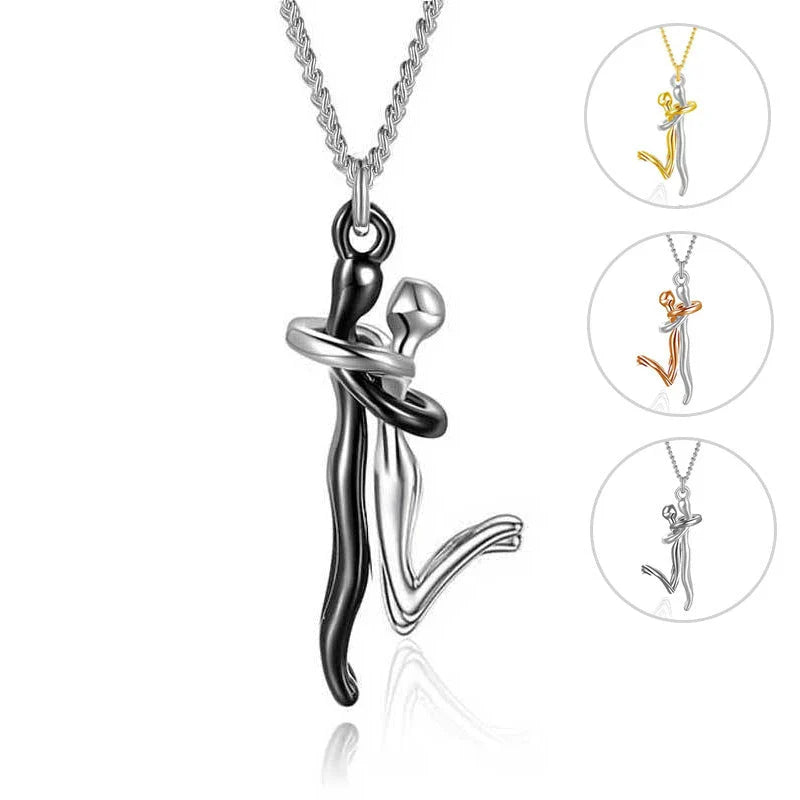 Elegant 18K gold or rose gold plated couples love necklace with intricate doll-inspired design and delicate chain