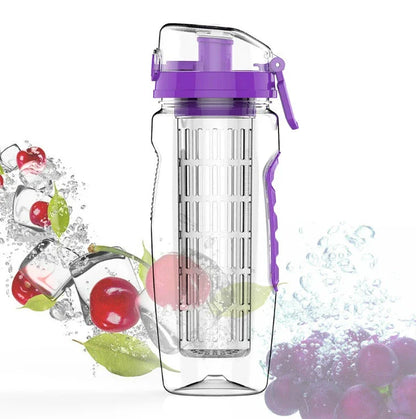 Premium fruit-infused water bottle with removable fruit holder, leak-proof design, and versatile color options for healthy hydration on the go