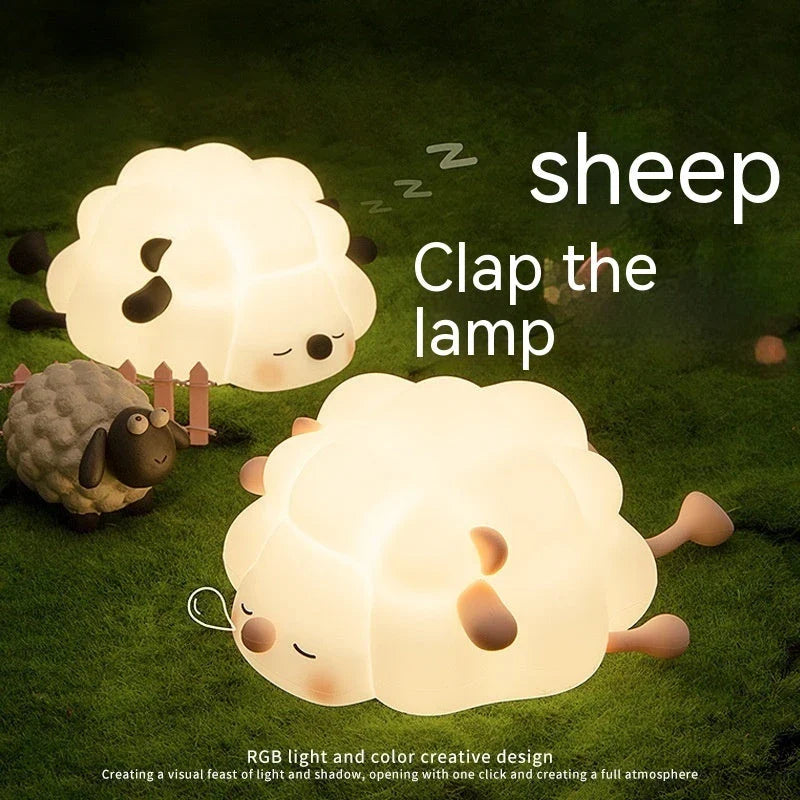 Cozy Sheep Night Light with adjustable brightness and timer for soothing sleep