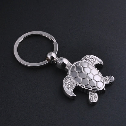 Silver zinc alloy animal shape pendant keychain on a keyring