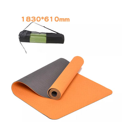 Non-slip TPE yoga mat in various colors, 6mm thickness for optimal comfort