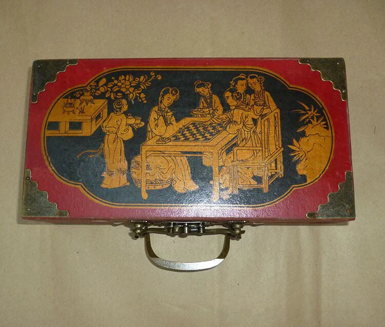 Handcrafted antique terracotta chess set with folding wooden board and detailed polymer resin pieces