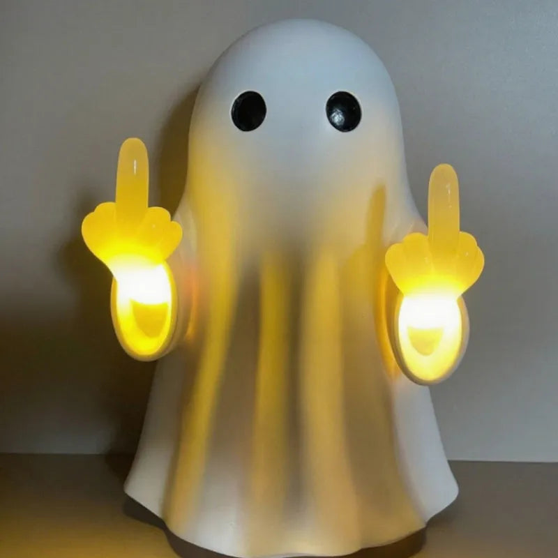 White plastic ghost statue night lamp for Halloween decorations with modern simple style