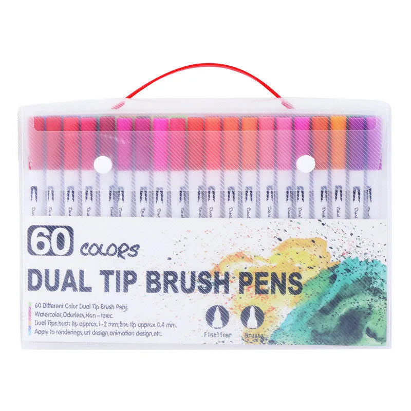 Ink water colour pen set with multiple colour options and durable shell for artistic use