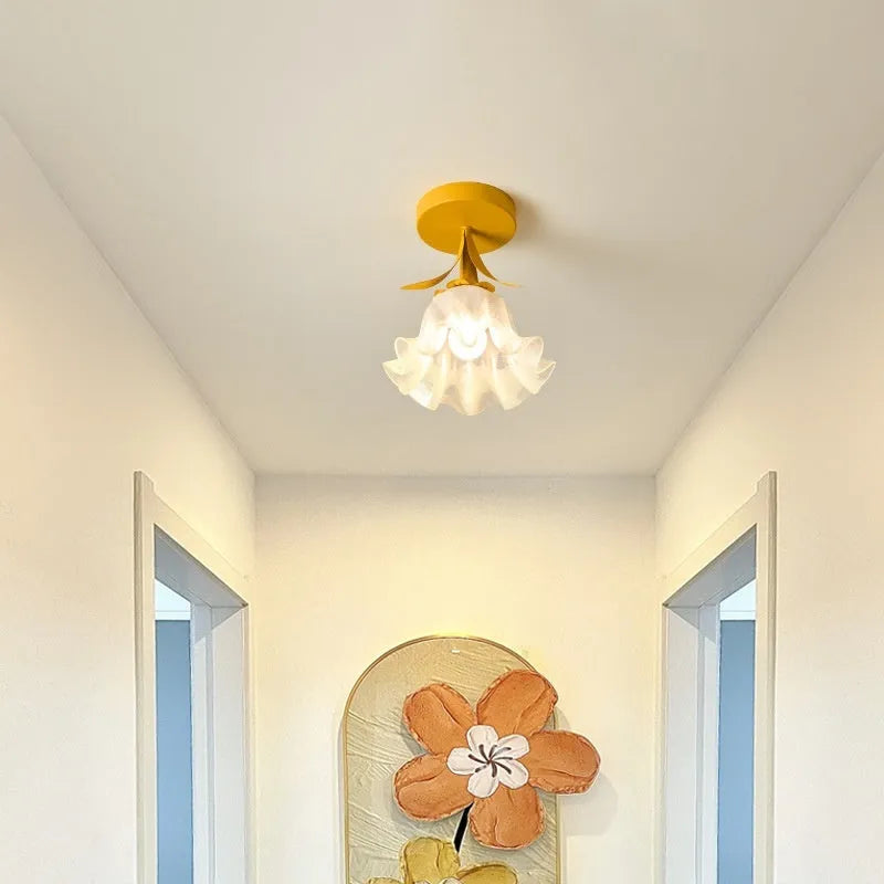 Cream Linglan flower design corridor aisle light with LED illumination and remote control for dimming