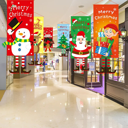 115x40cm Christmas cloth poster showing Santa Claus design in red for window decoration
