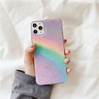 Rainbow gradient phone case with Japanese Korean stripes on TPU shell for iPhone models