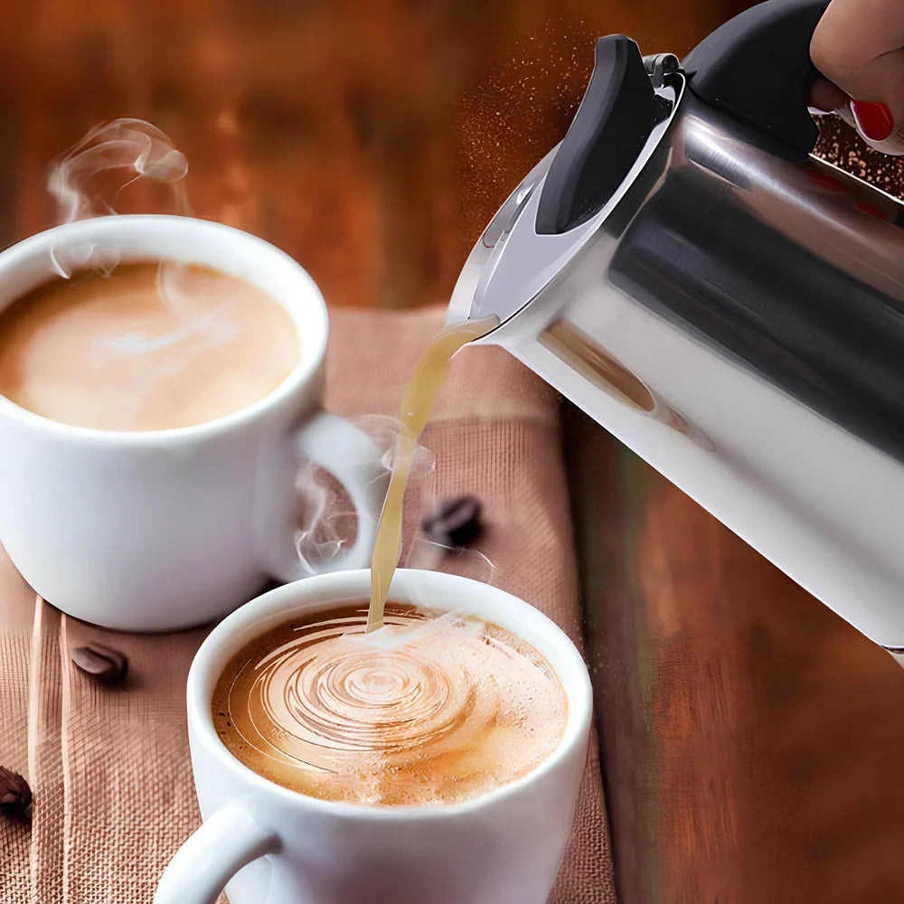 Moka coffee maker with plastic handle and stainless steel body in 100ML-450ML sizes