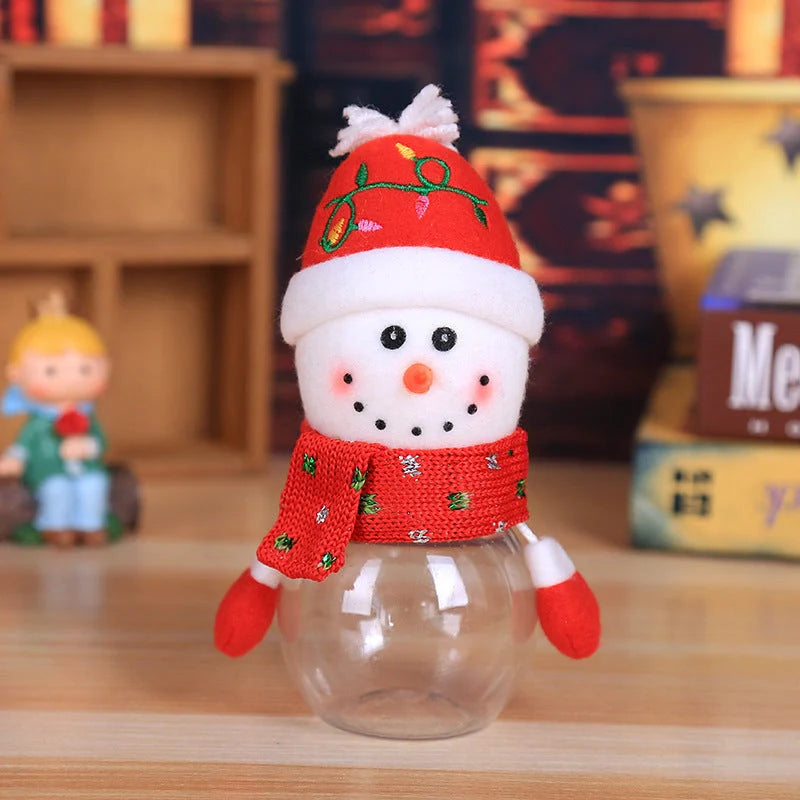 Festive Christmas candy jar with toy lid for holiday treats storage