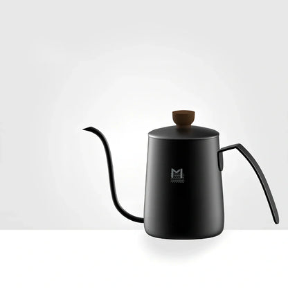 Stainless steel coffee maker set with thin mouth pot and matching cups in pure colour finish