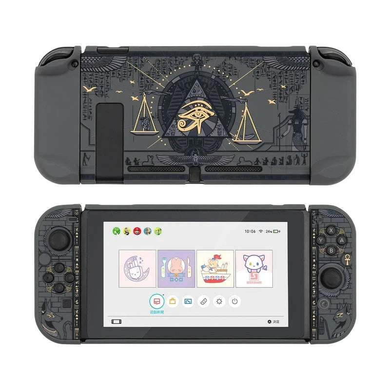 Mysterious Egypt themed Nintendo Switch Protective Shell with back grip in black