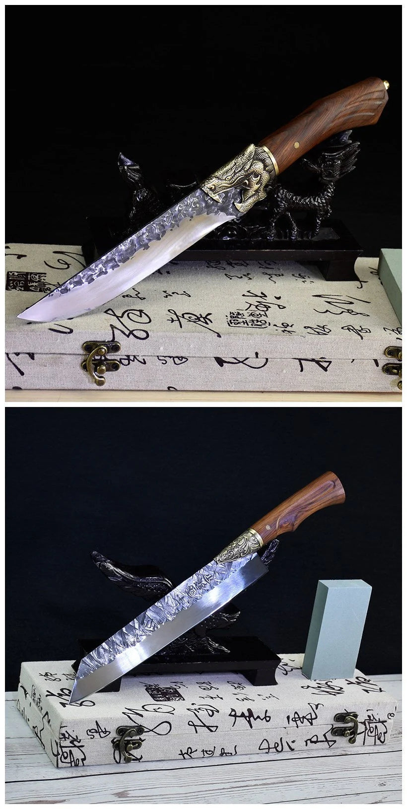 Hand forged lightweight slicing knife with rosewood handle and sharp 5Cr15Mov blade