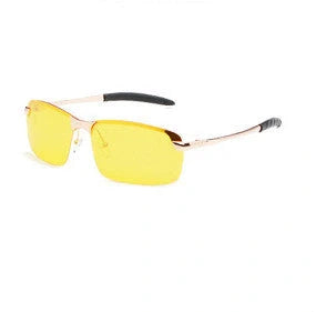 Men's driving glasses with color-changing polarized lenses in various frame colors