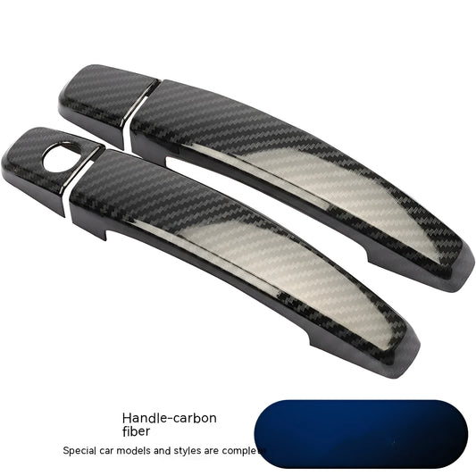Carbon fibre pattern door handle cover for Opel Vauxhall Astra interior.