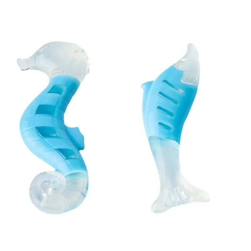 PU nylon dog chew toys combination set with seahorse and tuna fish designs and rope elements