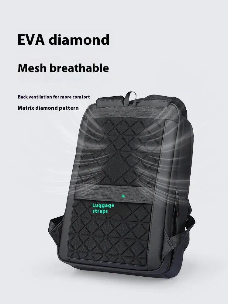 Graphite grey Oxford cloth USB business backpack with charging port and under 20-litre capacity.