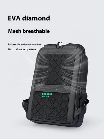 Graphite grey Oxford cloth USB business backpack with charging port and under 20-litre capacity.