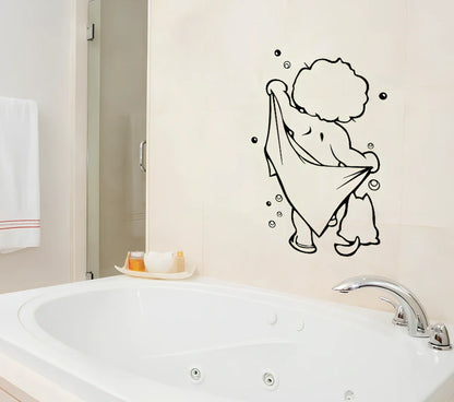Baby shower bathroom wall sticker with carved design measuring 26cm by 43cm