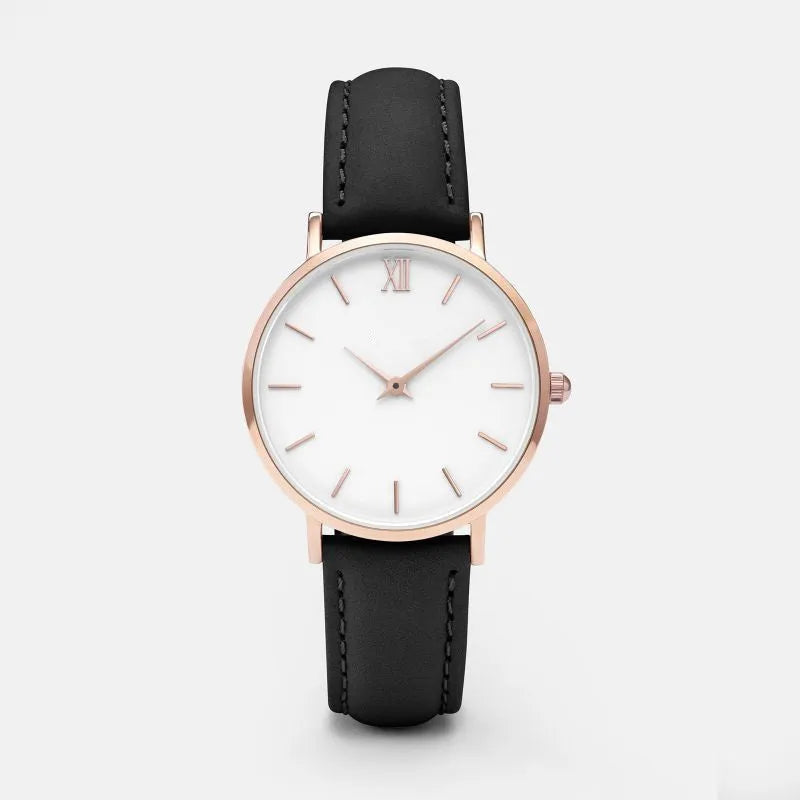 Women's square quartz watch with alloy case and PU leather strap in multiple colour options