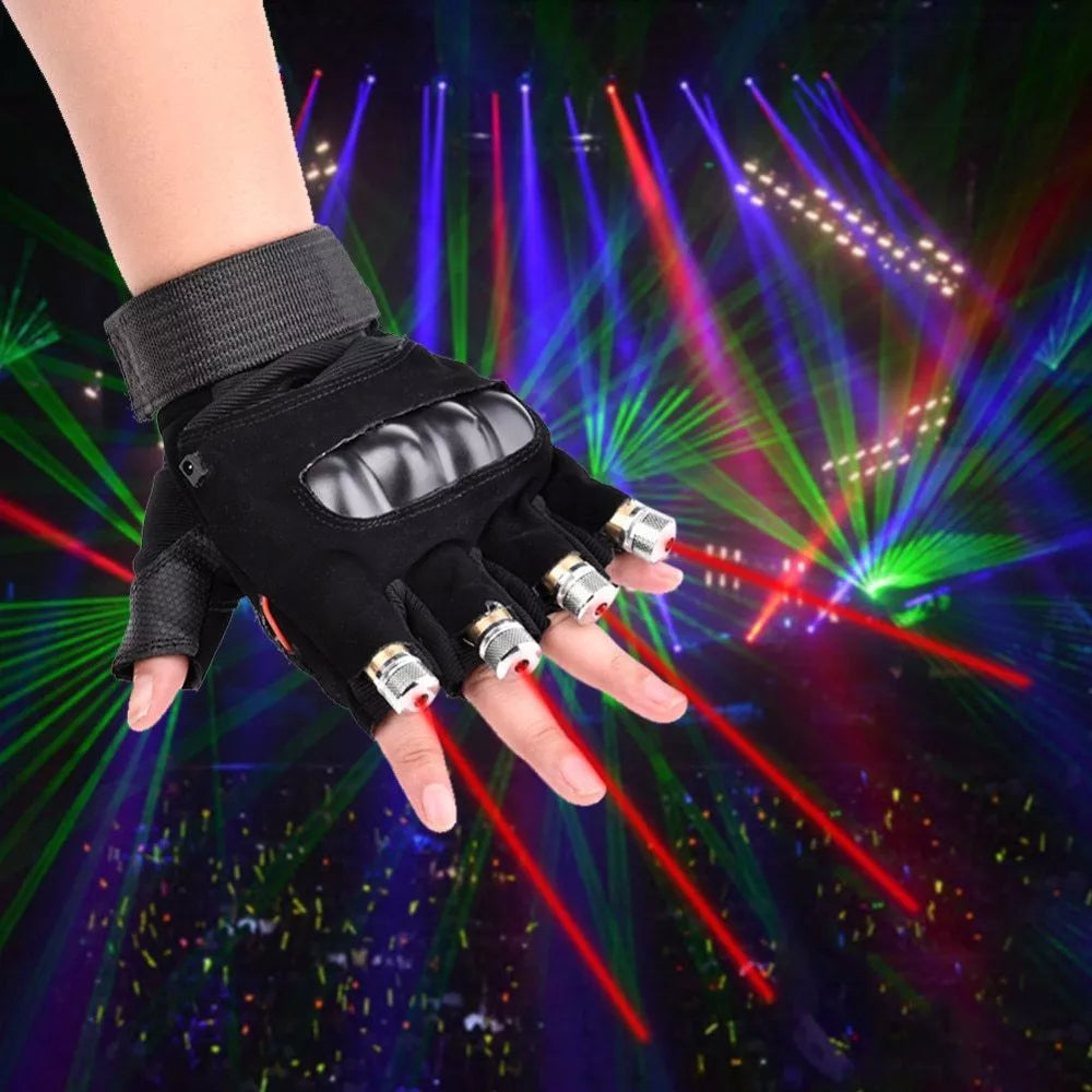 Stage Show Red Green Laser Gloves for dynamic performances with adjustable wrist