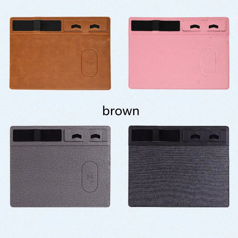 320x260mm wireless charging mouse pad with phone holder in black, brown, grey or pink