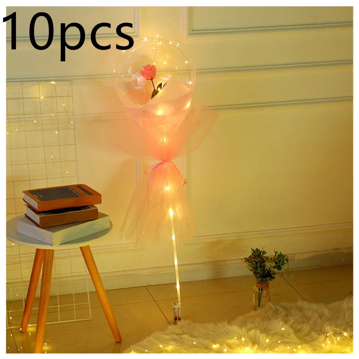 Enchanting LED-illuminated balloon bouquet with vibrant rose colors for any occasion