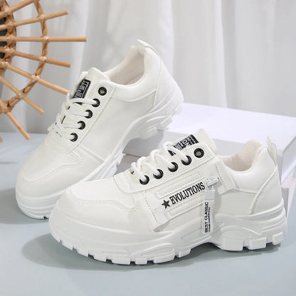 Stylish women's lace-up sneakers with side zipper in various colors
