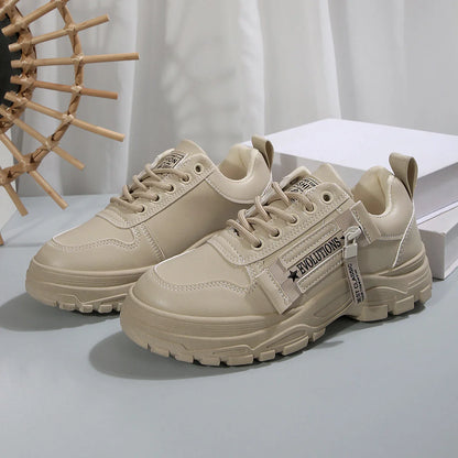 Stylish women's lace-up sneakers with side zipper in various colors