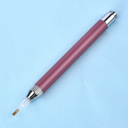 Luminous aluminium alloy diamond painting drill pen in blue, gold, or red colour