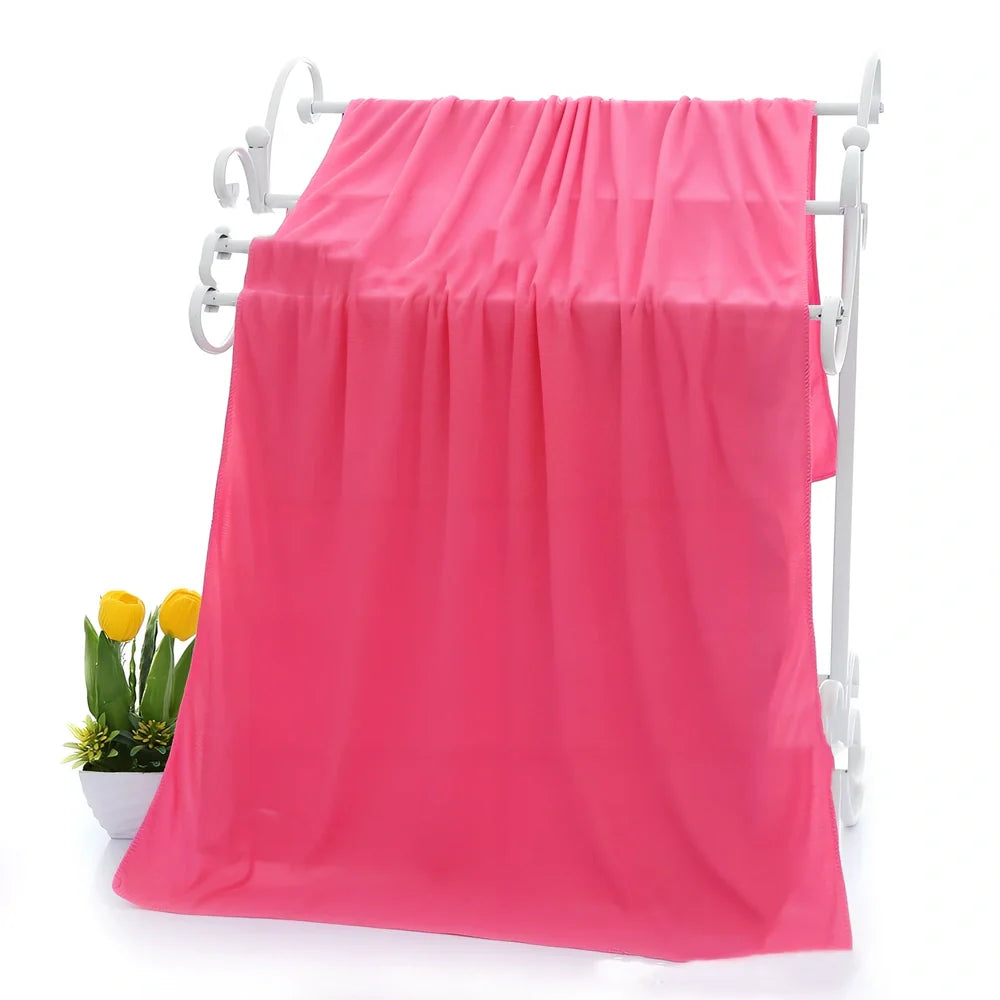 70x140cm microfiber bath towel with weft-knitted superfine fibre construction in multiple colour options