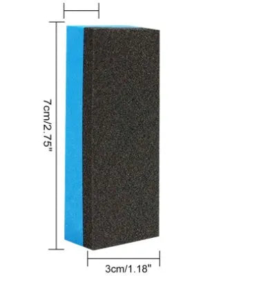 Blue square sponge and spray bottle of car iron powder rust remover