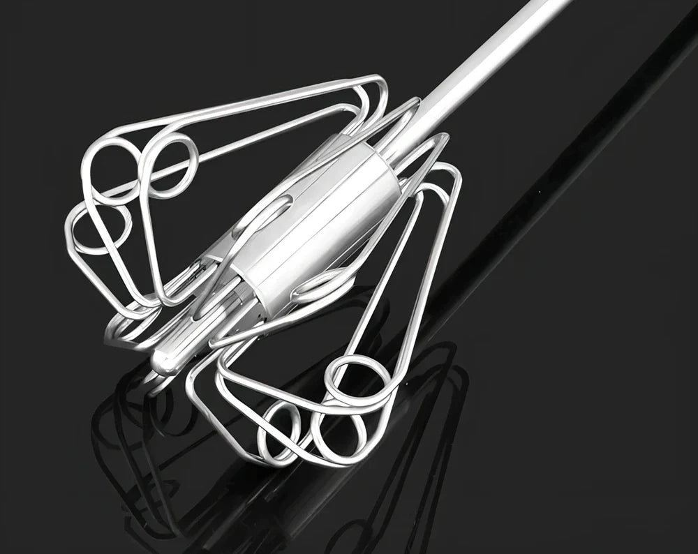 Silver stainless steel hand egg beater with 2.5cm length for mixing and frothing