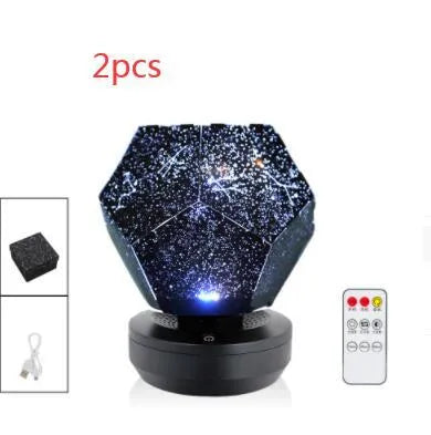 LED starry sky projector night lamp projecting constellation patterns on bedroom ceiling with remote control