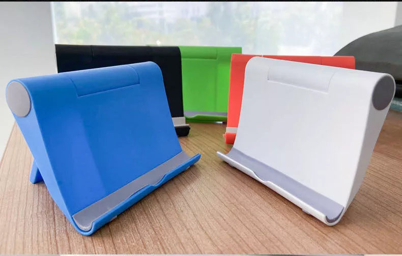 Adjustable PE folding mobile phone stand in various colors for secure device viewing