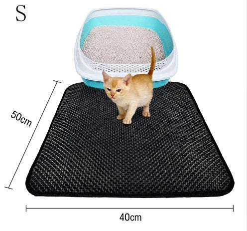 Versatile cat litter mat in different sizes and colors, featuring a dual-layer design to trap litter and protect floors