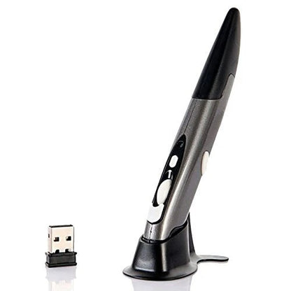 Wireless ergonomic pen mouse with 2.4GHz connectivity, energy-saving features, and precision optical control for digital productivity
