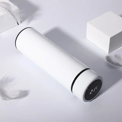 Sleek stainless steel vacuum flask with LED temperature display, available in various stylish colors and capacities to suit active lifestyles.