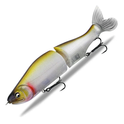 185mm hard plastic bass fishing swimming lure in assorted colours on a tackle box.